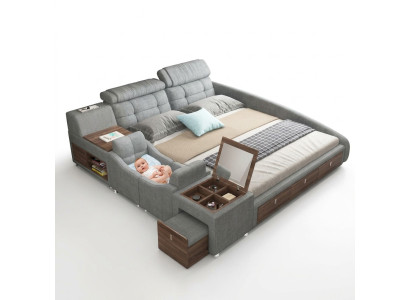 Leder Bett Betten Polster Doppel Multifunktion 180x200 Leder Bettgestell Design