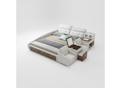 Multifunktions Bett Luxus Design Leder Betten Hotel Doppel Ablage Regal
