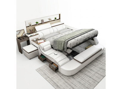 Multifunktions Bett Bluetooth Boxen Luxus Design Leder Betten