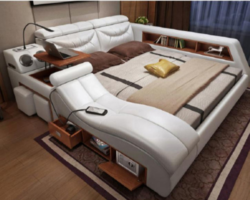 Design Bett xxl Big Leder Polster Betten Hotel 180x200cm Multifunktion