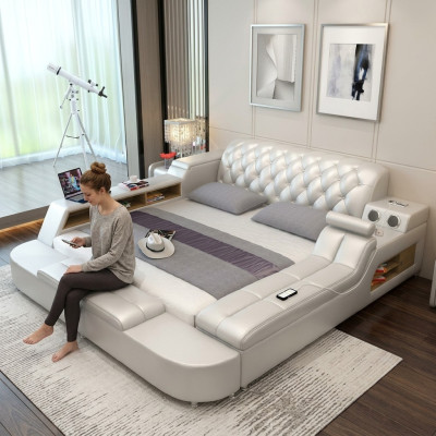 Design Bett Big Betten Leder Hotel Polster 180x200 Multifunktion Regal