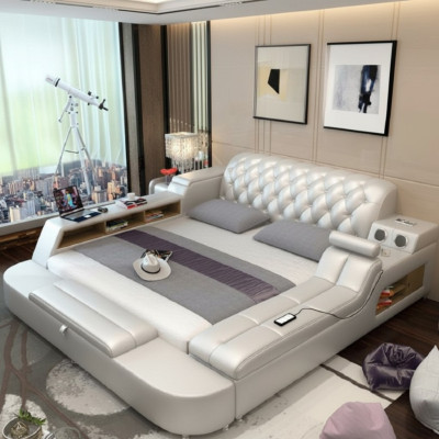 Design Bett Big Betten Leder Hotel Polster 180x200 Multifunktion Regal