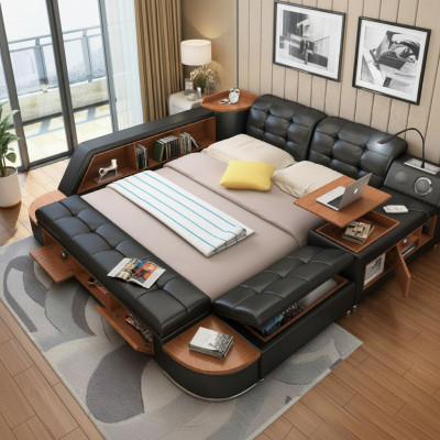 Multifunktion Bett Betten Ehebett Deko Doppelbett Polsterbett Schlafzimmer