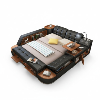 Multifunktion Bett Betten Ehebett Deko Doppelbett Polsterbett Schlafzimmer