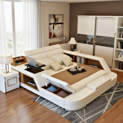 Doppel Luxus Design Leder Bett Polster Betten Moderne Hotel