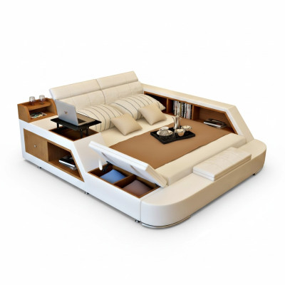 Doppel Luxus Design Leder Bett Polster Betten Moderne Hotel