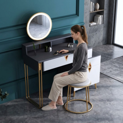 Schminktisch Tisch Schlafzimmer Hocker Spiegel Jugend Modern Stil