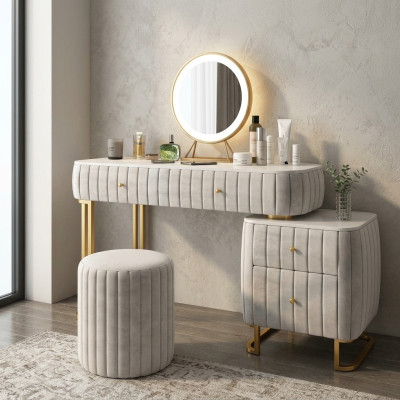 Schminktisch Spiegel Hocker Komplett Kommode Schlafzimmer Luxusmöbel