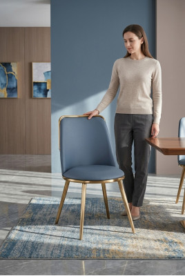 Esstisch Stühle Luxus Stoff Edelstahl Design Stuhl Lehnstuhl Polster Neu