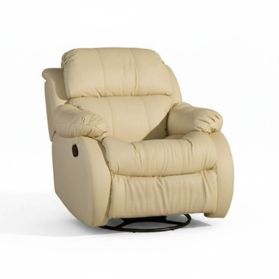 Sessel Echtes Dreh Beige Sitz Fernseh Lounge Club Einzelsessel Möbel Polster Neu