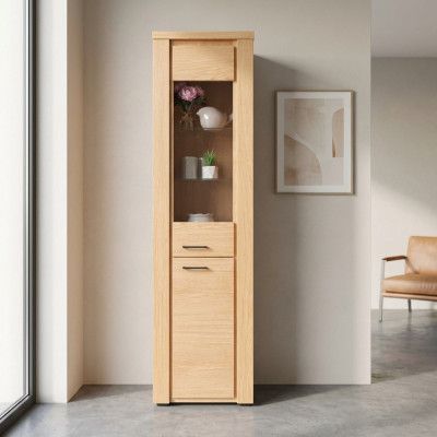 Vitrine Buche Kommode Holz Single Vitrinen Glasschrank Schränke Schrank Möbel