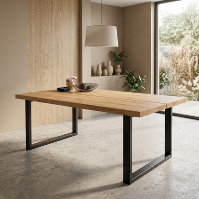 Metallbeine Tisch Natürliches Holz Neu Klassisches Schieben Loft Schatten 180x90