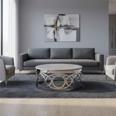 Runder Luxus Designer Couchtisch Sofa Wohnzimmer Tisch Beistell Edelstahl