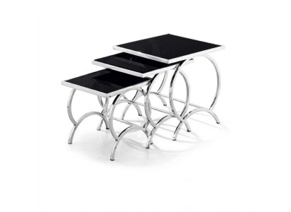 Beistelltisch Tisch 3x Couchtisch Sofa Tische Wohnzimmer Design Edelstahl