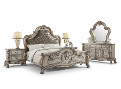 Barock Bett 2x Nachttisch 3 tlg. Schlafzimmer Garnitur Design Luxus Schlafzimmer