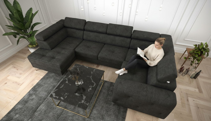 Wohnlandschaft Sofa Couch Polster Ecke Textil Kunstleder Edle Ecksofa U-Form