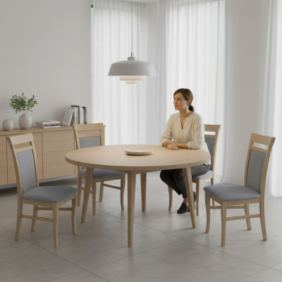 Set 4x Design Stuhl Textil Lehnstuhl Polster Stühle Gastro Esszimmer Holz Stoff