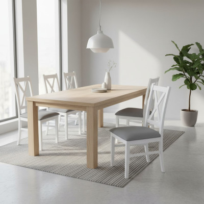 Set Holz Textil Sessel 6x Stühle Essgruppe Design Ess Zimmer Stuhl Massives Holz