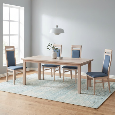 Stühle Küche Esszimmer Stoff Holz Set 4x Design Stuhl Textil Lehnstuhl Polster