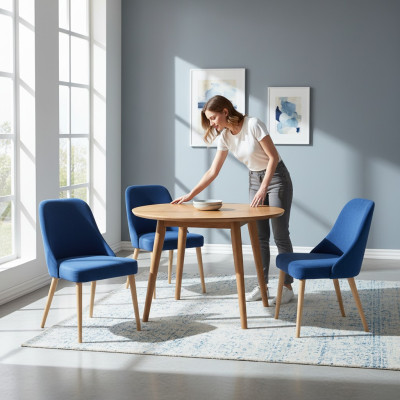 Elegant Modern Stuhl Holz Ess Zimmer Möbel Set 4x Stuhl Luxus Neu Blau Neu