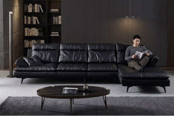 Ecksofa Couch Polsterung Couchen Wohnzimmer Sofa L-Form Möbel Leder