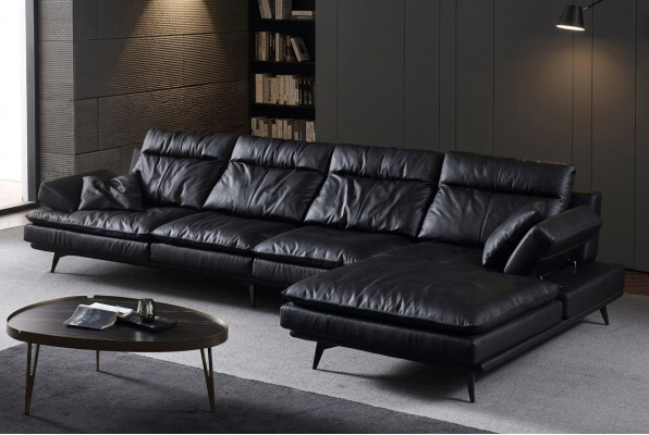 Ecksofa Couch Polsterung Couchen Wohnzimmer Sofa L-Form Möbel Leder