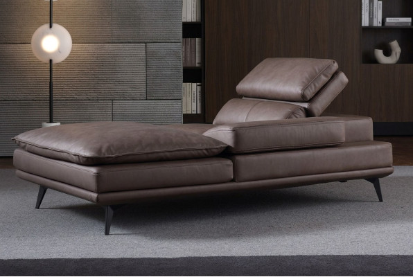 Wohnzimmer Lounge Möbel Modern Design Sofa Leder Braun Chaiselongue