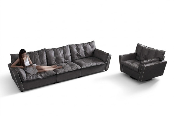 Sofagarnitur 5+1 Sitz Sofas Couch Polster Italienische Möbel Leder