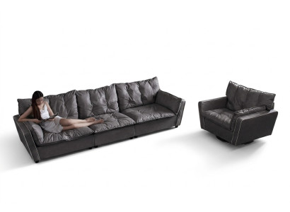 Sofagarnitur 5+1 Sitz Sofas Couch Polster Italienische Möbel Leder