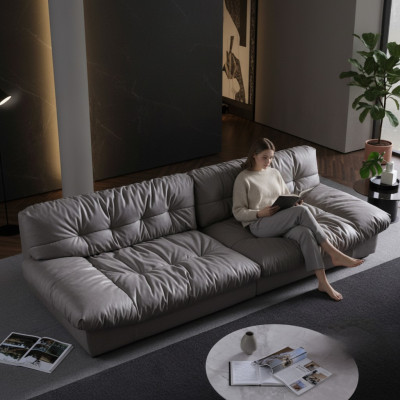 Big xxl Wohnzimmer Leder Modernes Design Sofa Couch 4 Sitzer Textil