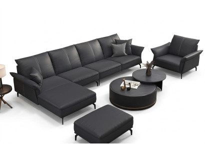 Wohnzimmer L-Form Schwarz Modern Luxus Multifunktion Sofa Couch