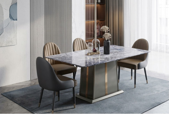 Marmor Stil Küche Moderner Esstisch Tisch Tische Esszimmer Luxus Möbel Design
