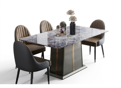 Marmor Stil Küche Moderner Esstisch Tisch Tische Esszimmer Luxus Möbel Design