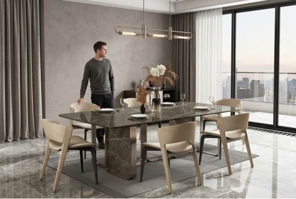 Luxus Esstisch Tisch Metall Tische Hochglanz Esszimmer Design Modern Esstische