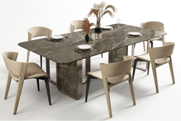 Luxus Esstisch Tisch Metall Tische Hochglanz Esszimmer Design Modern Esstische