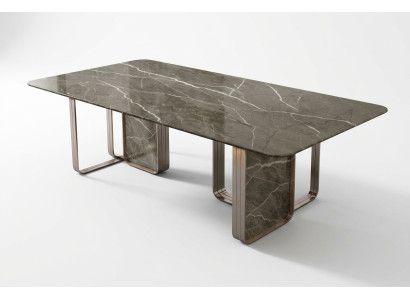 Designer Polster Luxus Tisch Tische 240x100 Esstische Marmor Esstisch Esszimmer