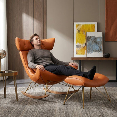 Sessel Metall Design Polster Lounge Club Stuhl Sitz Zimmer Schaukel