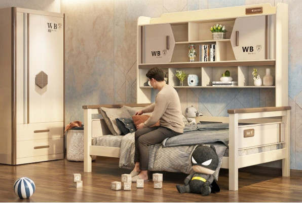 Kinderzimmer 2-tlg Set Hochbett Kleiderschrank Hochglanz Jugendzimmer Möbel Neu