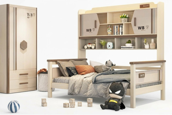Kinderzimmer 2-tlg Set Hochbett Kleiderschrank Hochglanz Jugendzimmer Möbel Neu