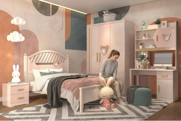 Kinderzimmer Jugendzimmer Schlafzimmer Möbel Komplett Set Nachttisch Neu 4tlg