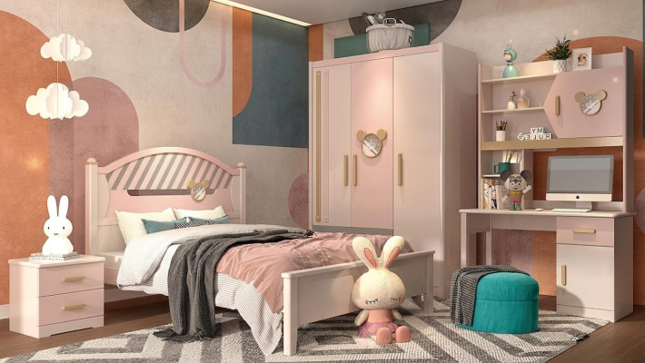Kinderzimmer Jugendzimmer Schlafzimmer Möbel Komplett Set Nachttisch Neu 4tlg