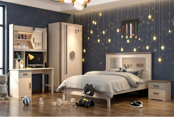 Kinderzimmer Jugendzimmer Set Bett Kleiderschrank Nachttisch Schreibtisch 4tlg