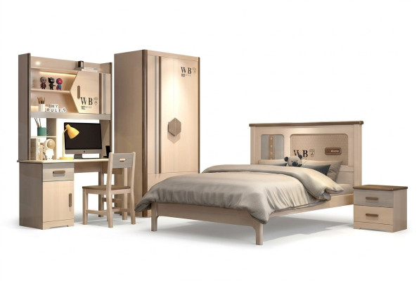 Kinderzimmer Jugendzimmer Set Bett Kleiderschrank Nachttisch Schreibtisch 4tlg