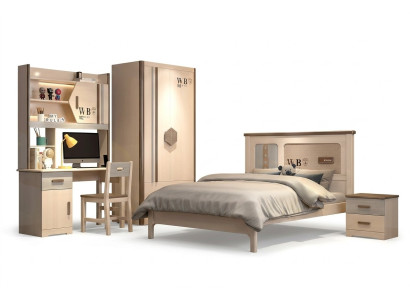 Kinderzimmer Jugendzimmer Set Bett Kleiderschrank Nachttisch Schreibtisch 4tlg
