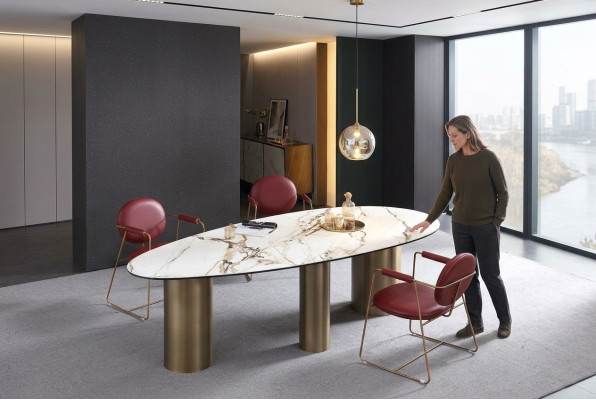 Esszimmer Möbel Edelstahl Oval Esstisch Tisch Design Tische Luxus Möbel Rund Neu