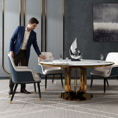 Luxus Runder Tisch Runde Design Tische Edelstahl Möbel Esszimmer Esstische Neu