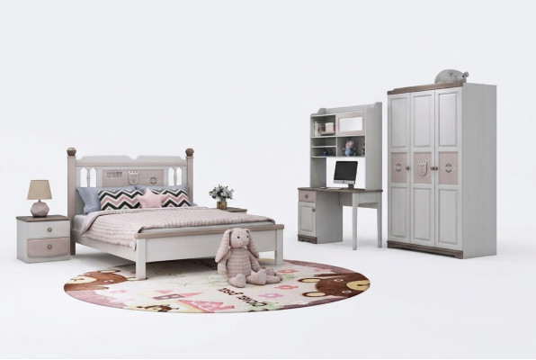 Komplett Jugendzimmer Kinderzimmer Set Bett Kleiderschrank Kommode Weiß 5tlg Neu
