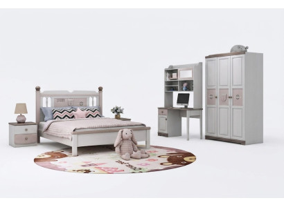 Komplett Jugendzimmer Kinderzimmer Set Bett Kleiderschrank Kommode Weiß 5tlg Neu