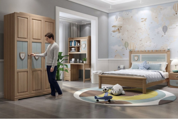 Jugendzimmer Kinderzimmer Set Bett Kommode Kleiderschrank 5tlg Schlafzimmer Neu