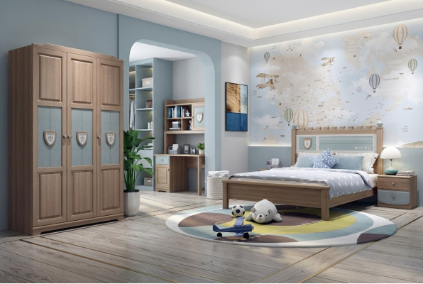 Jugendzimmer Kinderzimmer Set Bett Kommode Kleiderschrank 5tlg Schlafzimmer Neu